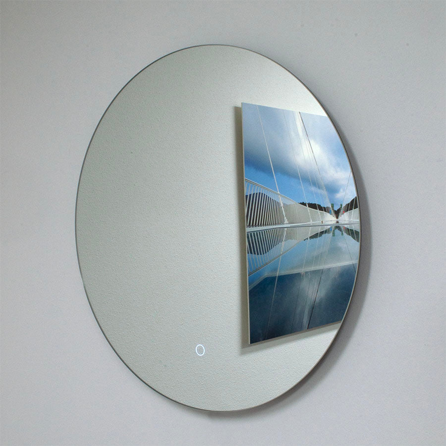 Ronde spiegel zonder frame, met indirect LED verlichting en verwarming