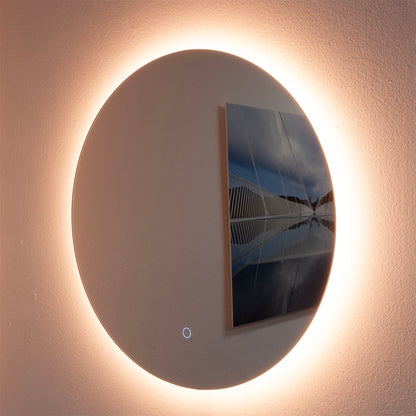 Ronde spiegel zonder frame, met indirect LED verlichting en verwarming