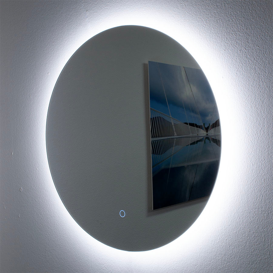 Ronde spiegel zonder frame, met indirect LED verlichting en verwarming