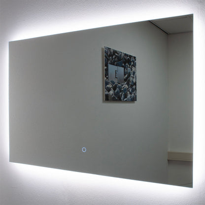 Rechthoekige spiegel zonder frame, met indirect LED verlichting en verwarming, 900x600mm