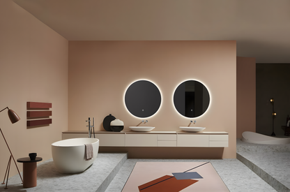 Ronde spiegel zonder frame, met indirect LED verlichting en verwarming